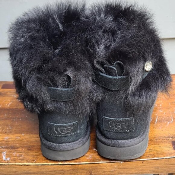 UGG Black Valentina Suede Boots with Shearling size 7 1/2" - Picture 7 of 12